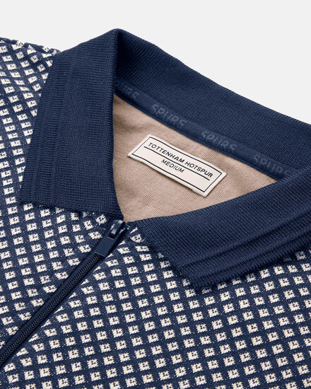 Spurs Mens Navy Yarn Dyed Jaquard Pattern Polo