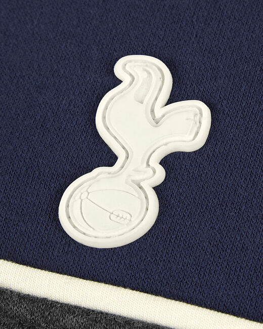 Spurs Mens Colour Block 1/4 Zip Dark Grey Hoodie