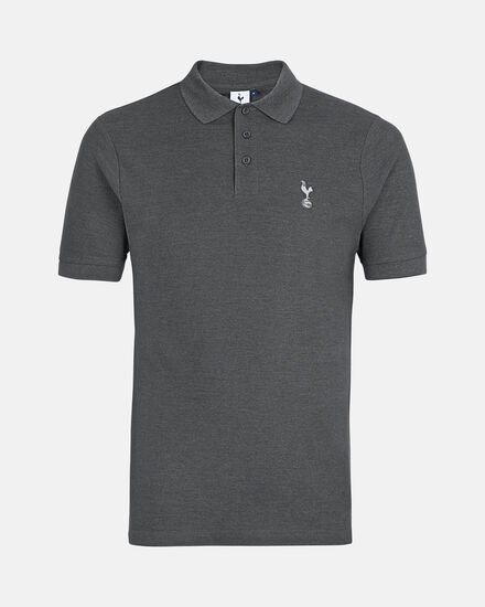 Spurs Mens Cotton Dark Grey Pique Polo