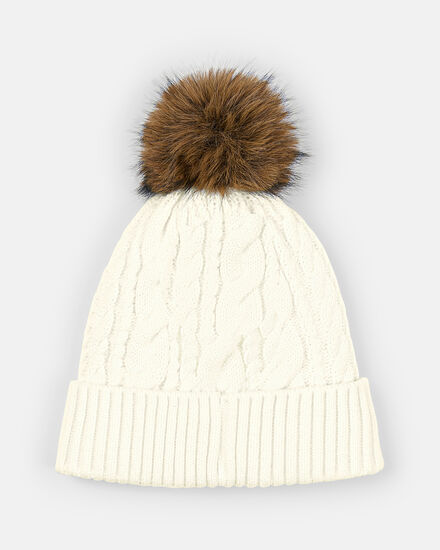 Spurs Womens Cream Pom Beanie