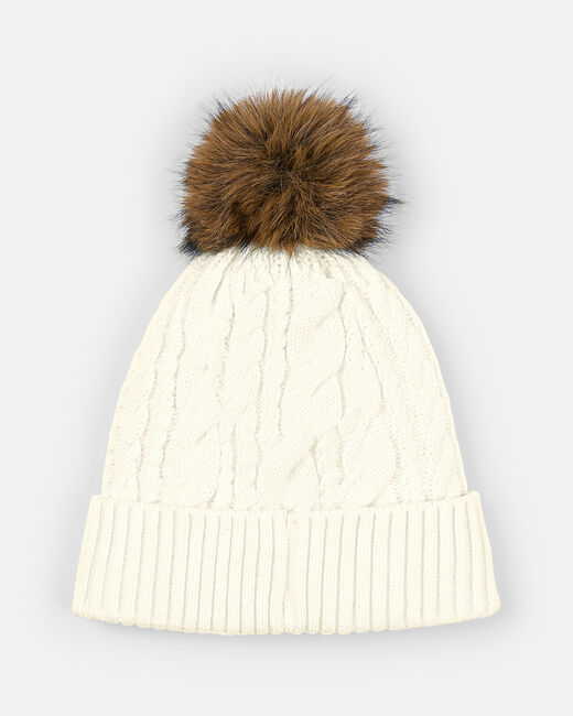 Spurs Womens Cream Pom Beanie