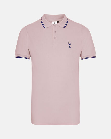 Spurs Mens Tipped Cotton Pique Pink Polo