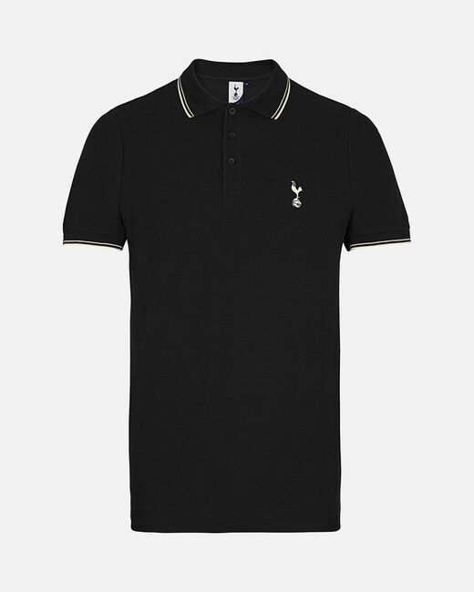 Spurs Mens Tipped Cotton Pique Black Polo