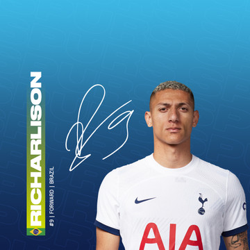 2022-23 Tottenham Hotspur Away Shirt RICHARLISON#9 Official Player Issue  Size Name Number Set